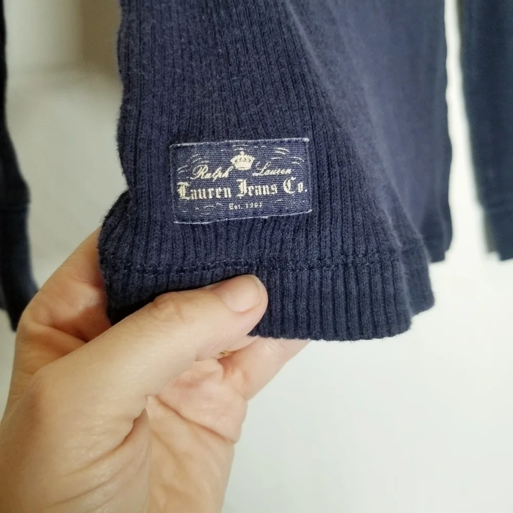Lauren Jeans co LRL Lauren Ralph Lauren Navy blue long sleeve button‎ accent M